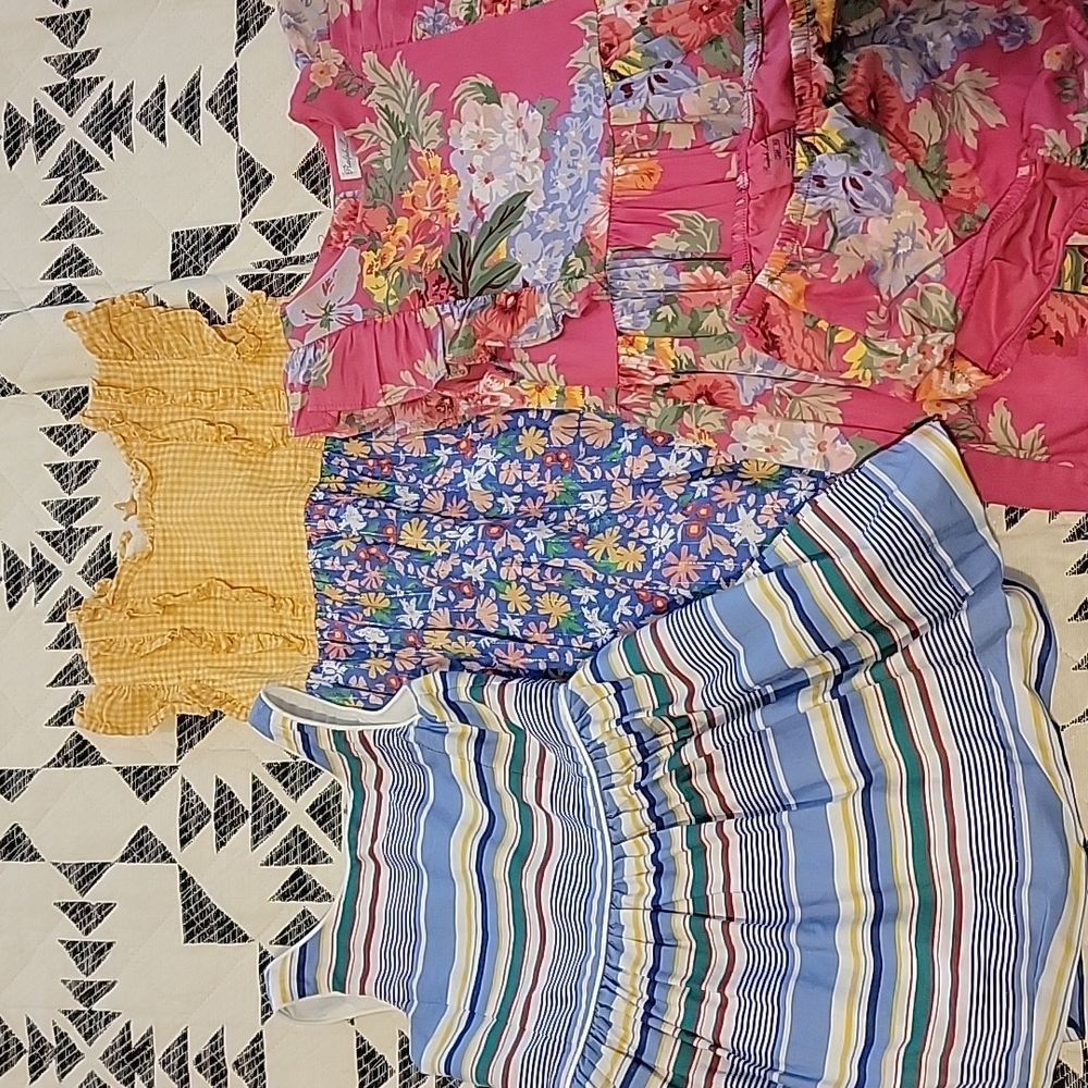 Lot of 3, pink chicken romper, ralph lauren dress and bloomers, Polo dress 2T/3T